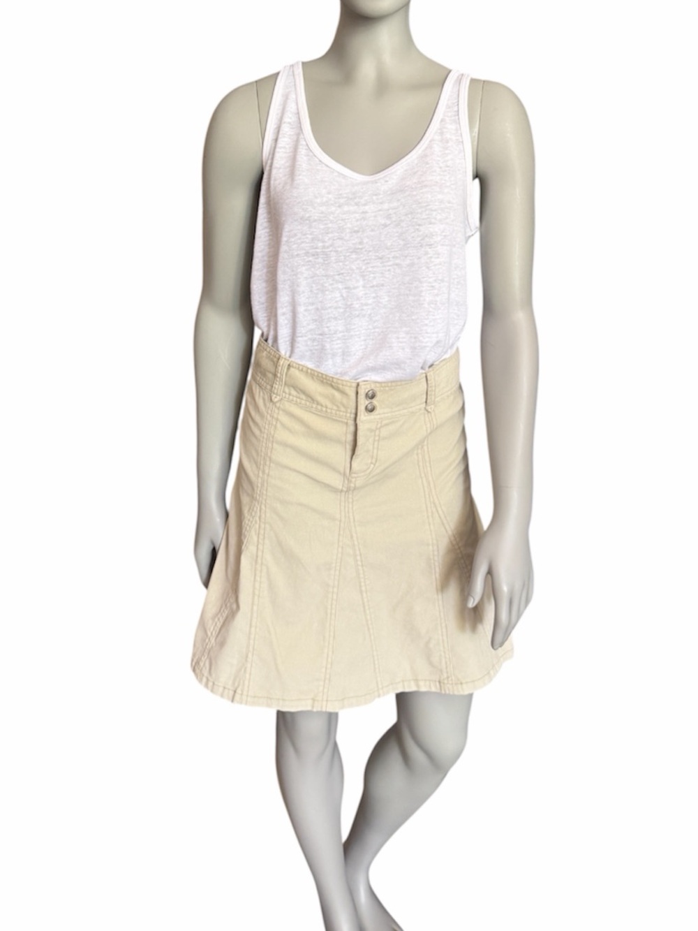 Athleta Cream Ribbed/corduroy Fit / Flare Skirt Sz 2